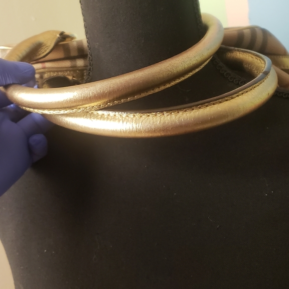 BURBERRY Plaid and Gold Metallic Handbag - Picture 7 of 16